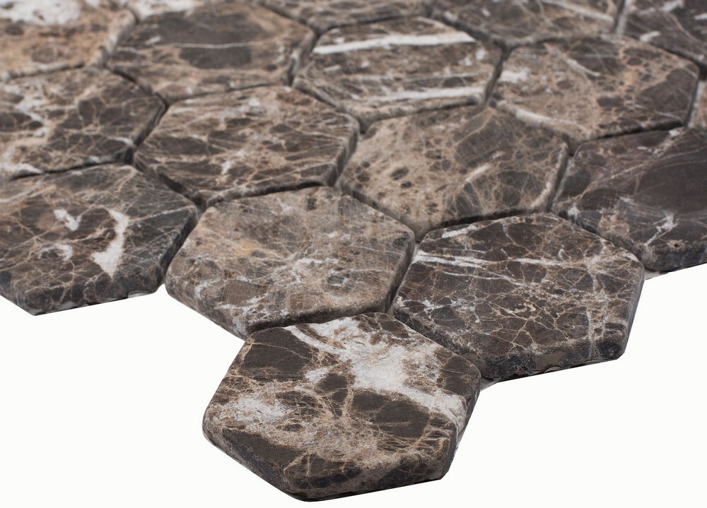 Мозаика Hexagon Dark Emperador Tumbled серия Wild Stone