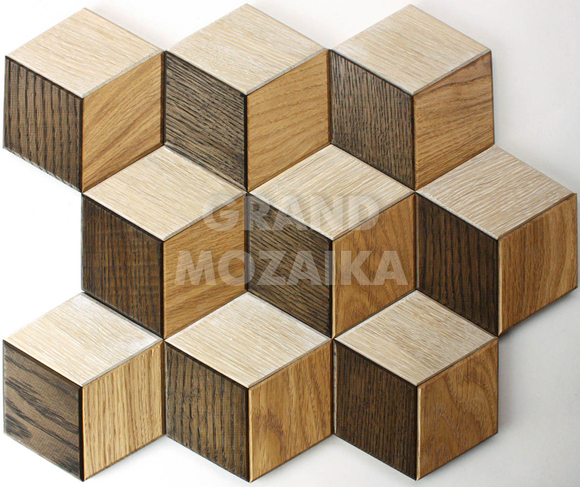 Шестиугольная деревянная мозаика с фаской, серия Гекса