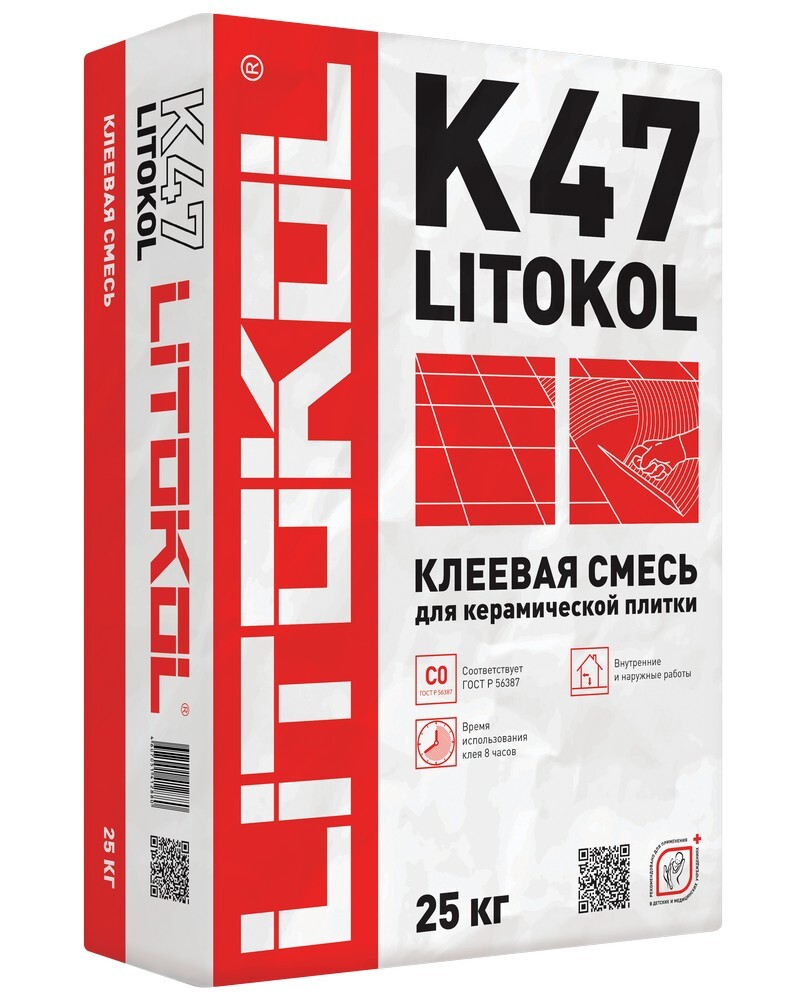 Клеевая смесь на цементной основе LITOKOL К47, 25кг LITOKOL K47