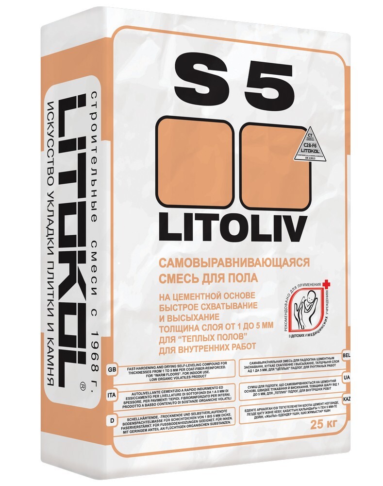 Самонивелирующаяся смесь LITOLIV S5, 25 кг LITOLIV S5