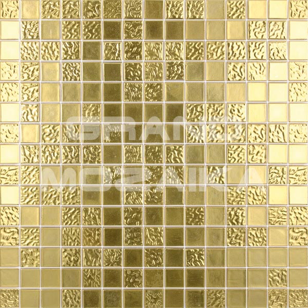 Золотая мозаика серия Смеси по цене 17423 руб./лист! Артикул: 11809. Цвет:золотой. Материал: стекло+золото 24k